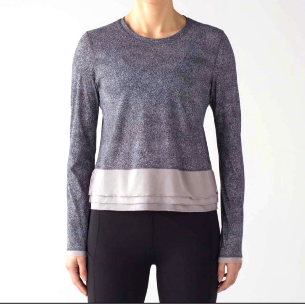 Lululemon Sole Training Long Sleeve, purple grey and black, L/10, running top